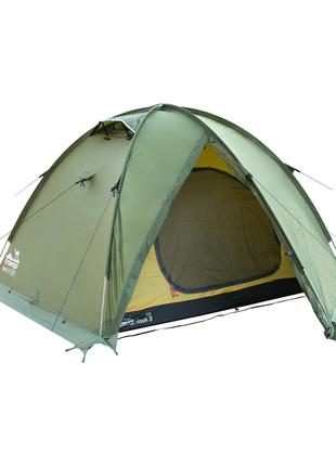 Палатка трехместная Tramp ROCK 3 V2 Зеленая с внешними дугами ...