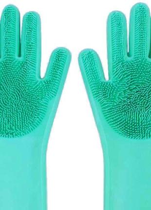 Перчатки с щеткой MHZ для уборки и мытья посуды Kitchen Gloves...
