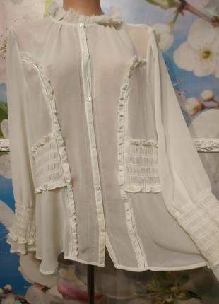 Роскошная шифоновая блуза в викторианском стиле. батал 18 р.