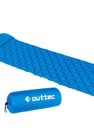 Надувний матрац Outtec з подушкою стільники блакитний