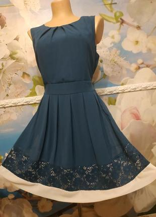 Шифоновое платье с пышной юбкой l-xl apricot