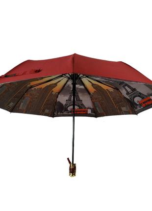 Зонт полуавтомат с двойной тканью Bellissimo Бордовый (18301-6)