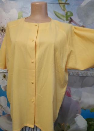 Блуза ярко желтая  вискоза батал18