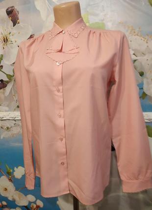 Винтажная  шелковая блуза в викторианском стиле нежно-розовая ...