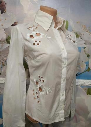 Роскошная белоснежная блуза прошва с вышивкой решилье s-m