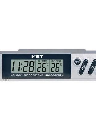 Автомобильные часы VST 7067 с будильником, электронные, серые