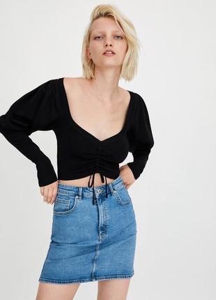 Zara джинсовая мини юбка l