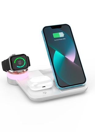 Зарядка Qi 4in1 wireless charger RGB X499 |Phone/Watch/Earphon...