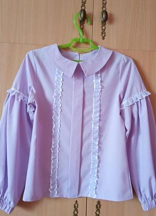 Сиреневая блузка 6-8 лет с длинным рукавом