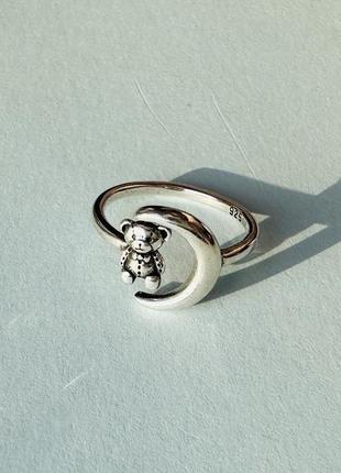 Кольцо серебро 925 проба посеребрение кольцо с мишкой