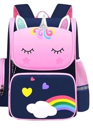 (Уценка) Школьный рюкзак Единорог для девочек 1-5 класс ( Дефе...