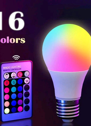 16 кольорів RGB лампа Світлодіодна багатоколірна лампа E27 База 2