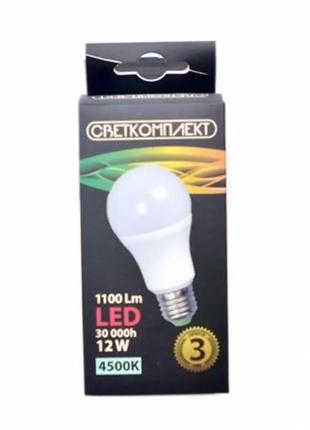 Світлодіодна лампа Світлокомплект LED A60 E27 A 12 W 4500 K