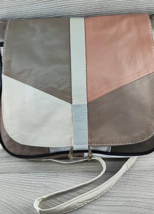 Натуральная кожаная сумка комбинированная цвета - стильный выб...