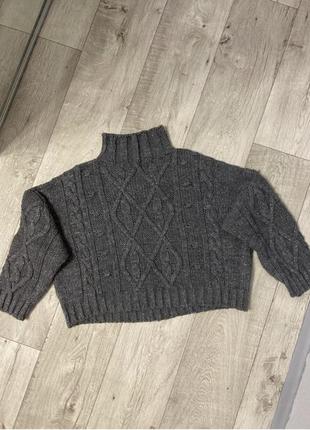 Базовый итальянский серый свитер оверсайз альпака, шерсть разм...