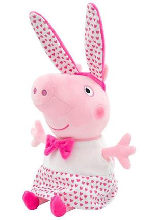 Мягкая игрушка свинка пеппа ( peppa pig) в  платье с сердечкам...