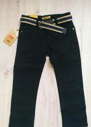 Котоновые черные брюки для мальчика 6-16 рр крой джинсовый