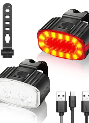 Комплект фонарей для велосипеда (Фара, Стоп) на аккумутяторе USB
