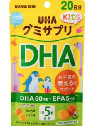 Детские жевательные витамины "UHA KIDS - DHA / EPA и лютеин", ...