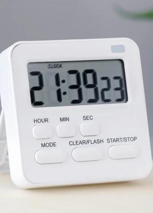Часы-таймер электронные с двумя будильниками (белые) арт. 04032