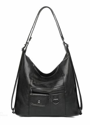 Жіноча сумка крос-боді через плече рюкзак 10187 чорна