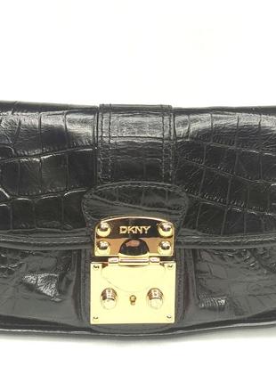 Сумка клатч кожаный черный DKNY