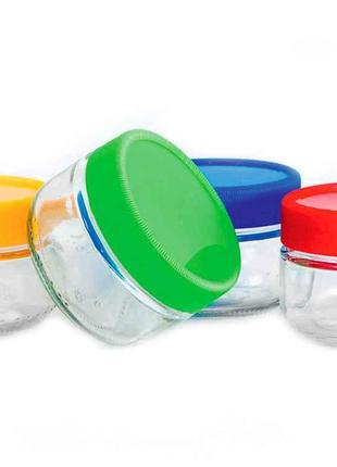 Банка скляна 100 мл/66, кришка пластик 1100 (6шт) ТМ EVERGLASS