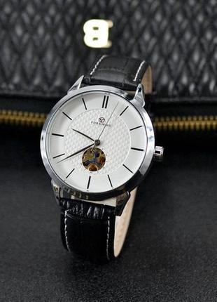Оригинальные часы механические мужские forsining серебро, белый