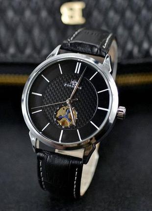 Оригинальные часы механические мужские forsining серебро, черный