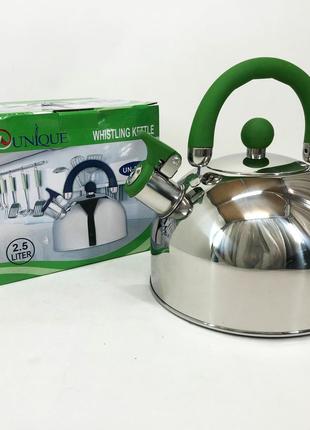 Чайник Unique со свистком UN-5302 2,5л. Цвет: зеленый