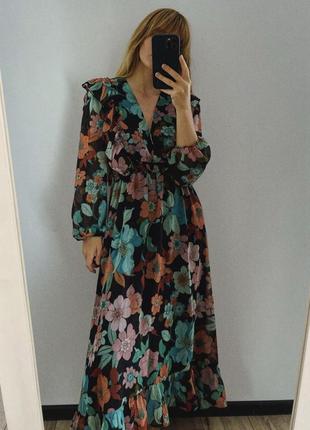 Шифоновое платье в цветочный принт zara