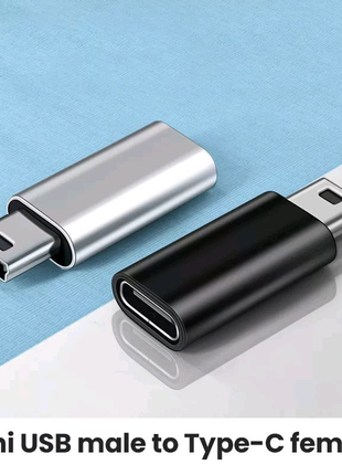 Адаптер Mini USB to Type C, Black, 1 шт