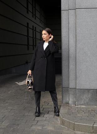 Женское кашемировое пальто idiali черный 46 (10300246)