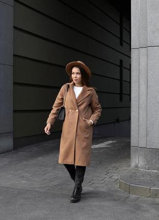 Женское кашемировое пальто idiali кемел 42 (103010142)