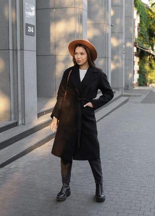Женское кашемировое пальто реглан idiali черный sm (102502s-m)