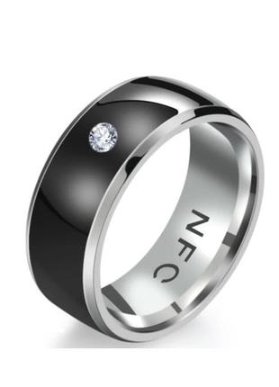 Мужское кольцо бижутерия мед. сталь черное с камнем размер 18-22
