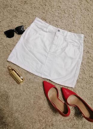 Белая женская джинсовая юбка /женская джинсовая белья юбка