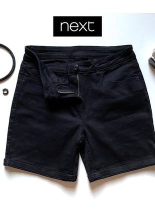 Eur 38 next черные шорты высокие джинсовые короткие