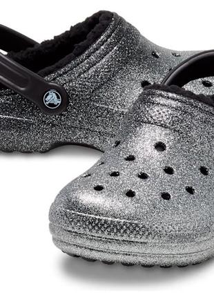 Сабо з блискітками crocs classic glitter lined, w8