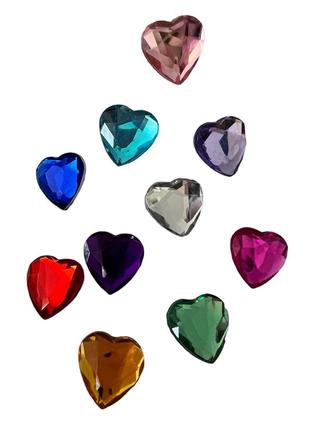 Підвіски crocs jibbitz, діаманти - серця, 10 кольорів