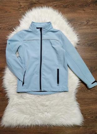 Голубая термо куртка на флисе для девочки или мальчика 10-11 лет
