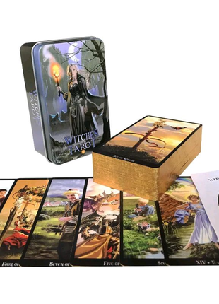 Карти Таро Чаклунів Witches Tarot золочений зріз металева коробка