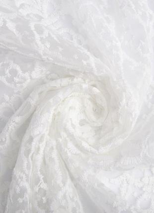 Ткань тюль сетка с вышивкой v-031 молоко