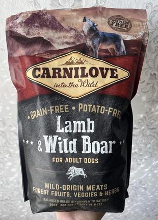 Сухой корм для собак Carnilove Lamb & Wild Boar. 1,5 кг.