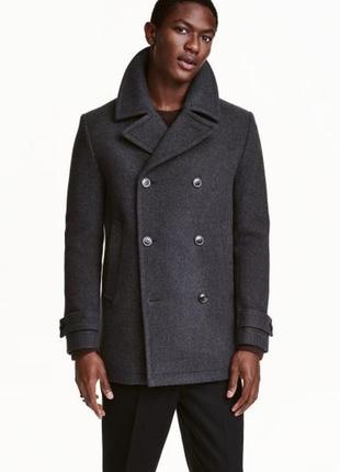 Новое мужское двубортное пальто h&amp;m wool-blend pea coat