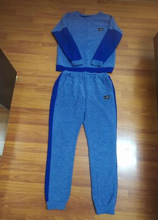 Женский спортивный костюм синий теплый демисезонный штаны регл...