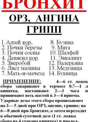 Трав'яний збір від бронхіту, ГРЗ, ангіни, грипу, 130 грамів Ко...