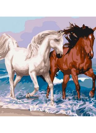 Картина по номерам "кони на прогулке" от