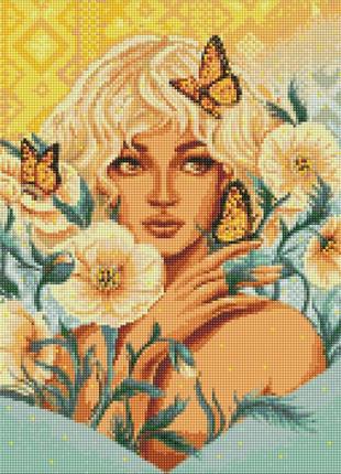 Алмазная мозаика "девушка с бабочками"  40х50 см идейка (masik...