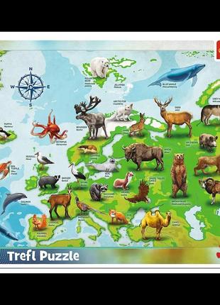 Пазлы trefl 31341 (рамочные) - "карта европы с животными" / 25...
